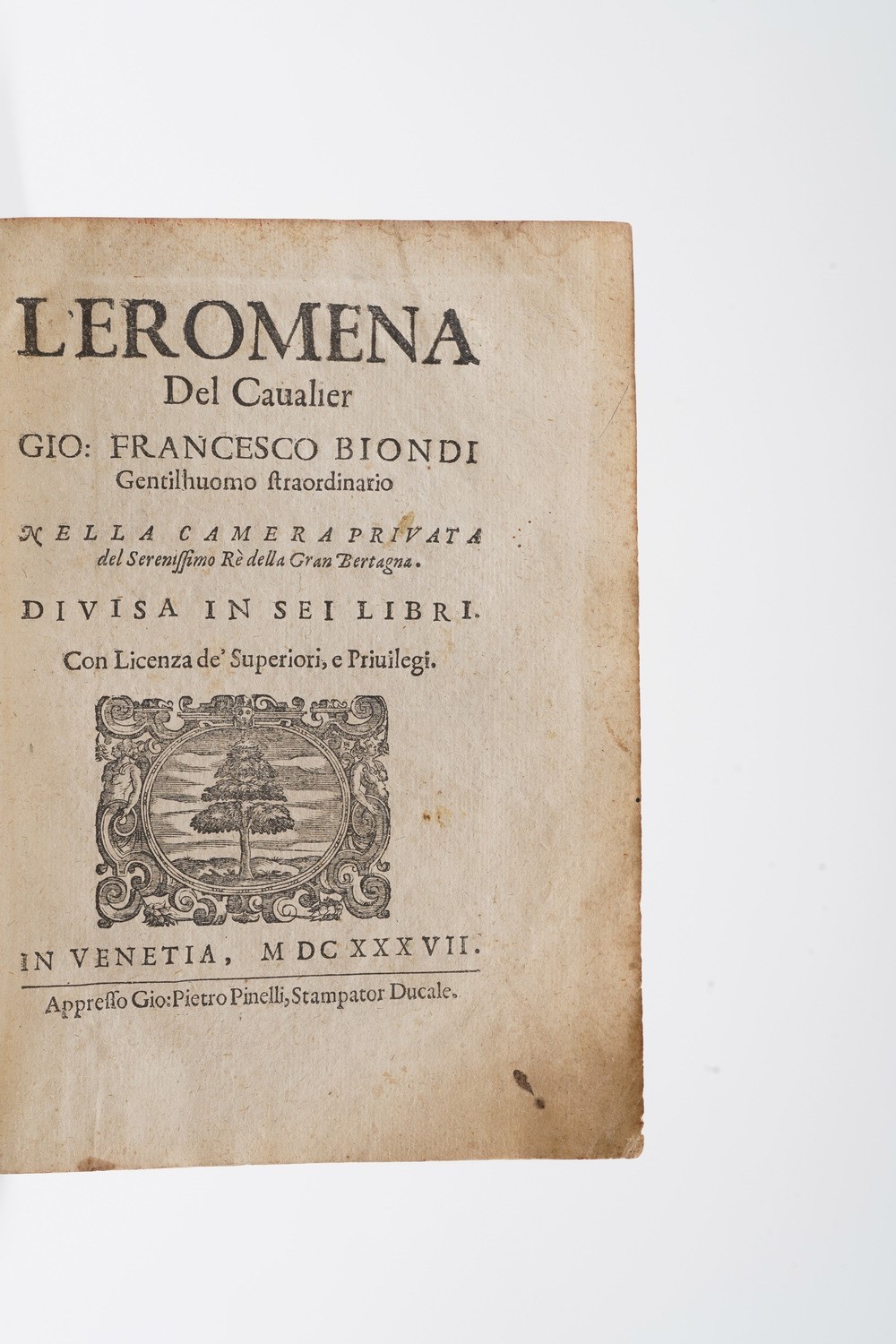 Biondi Gio Francesco Leromena ... in Venezia, Appresso Gio Pietro Pinelli 1637.