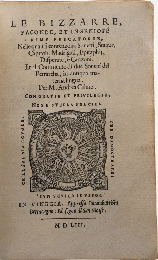 Calmo Andrea Le bizzarre, faconde, et ingegnose rime pescatorie...in vinegia appresso Giovan Battista Bertacagno 1553.