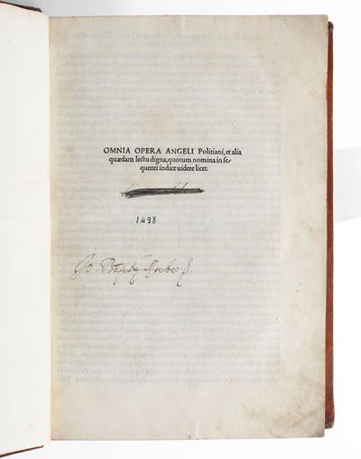 Poliziano Angelo Omnia Opera Angeli Politiani...venezia, Aldus,1498