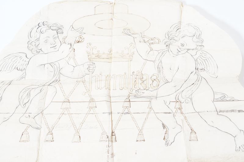 Scuola del XIX-XX secolo Stemma con putti  - inchiostro su carta - Auction Old Masters - Cambi Casa d'Aste