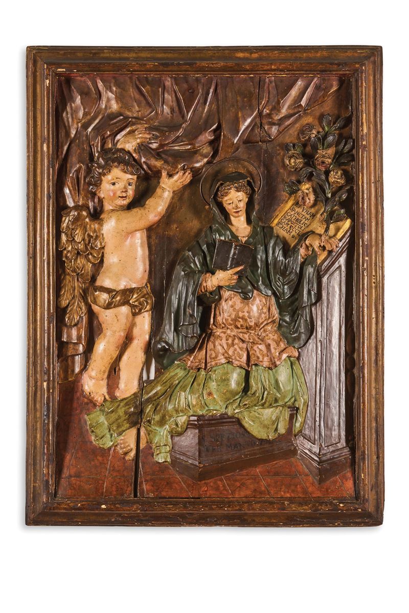 Annunciazione. Arte rinascimentale lombarda del XVI secolo  - Asta Scultura e Oggetti d'Arte - Cambi Casa d'Aste