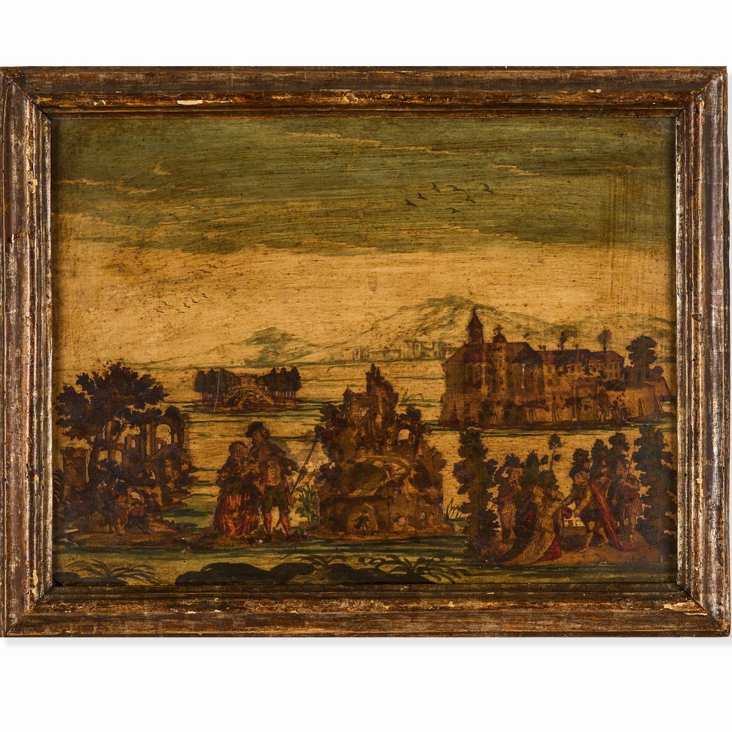 Quattro dipinti ad arte povera su tavola, XVIII secolo