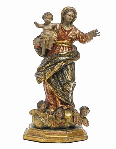 Madonna con Bambino (madonna del Carmine). Arte Barocca Genovese del XVII-XVIII Secolo. Scuola di...