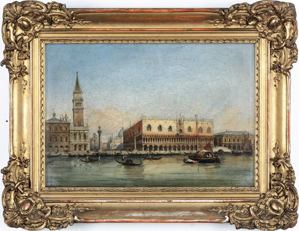 Carlo Grubacs attribuito a - Veduta di Palazzo Ducale a Venezia