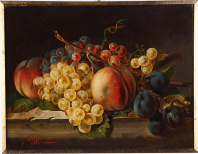 Natura Morta con Uva e Pesche