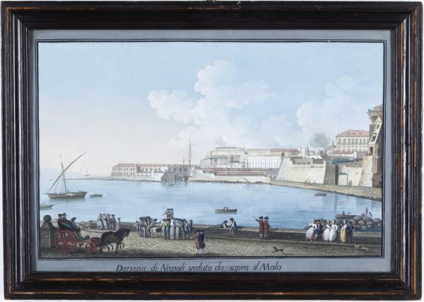 Scuola napoletana del XVIII secolo Veduta della Darsena di Napoli dal molo
