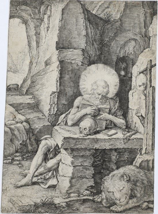 Raphael de Mey San gerolamo con il leone... Germania sec XVI
