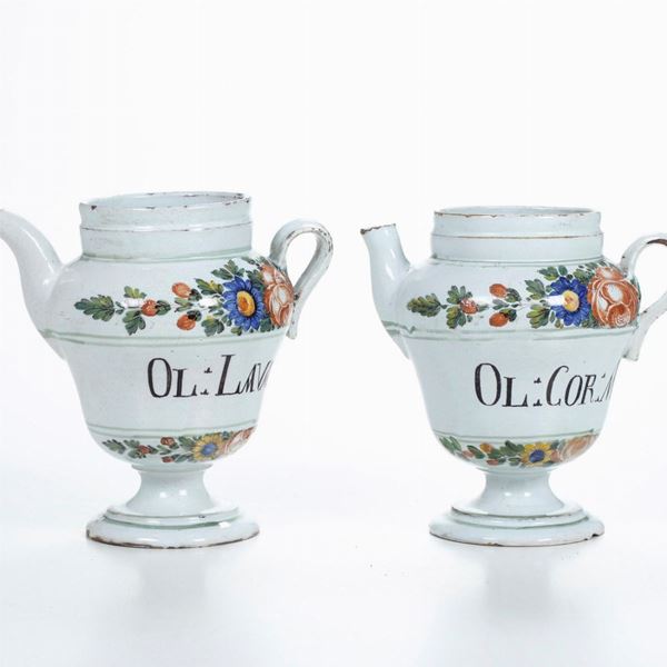 Coppia di orcioli. Nove, Manifattura Antonibon, 1750-1770.