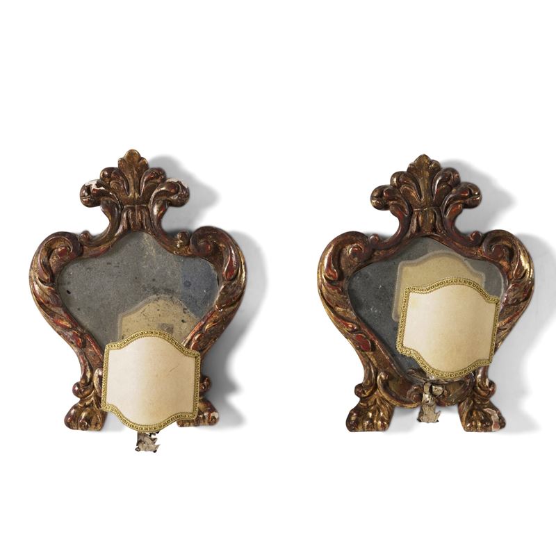 Coppia di cartagloria in legno intagliato e dorato. XIX secolo  - Asta Antiquariato - Cambi Casa d'Aste