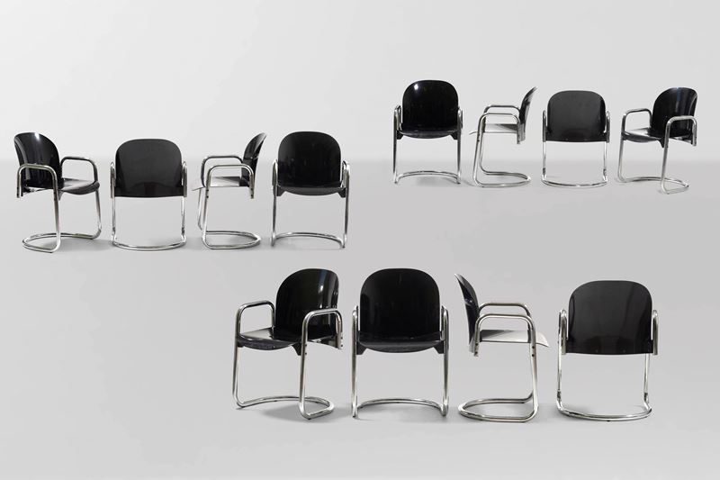 Afra e Tobia Scarpa : Dodici sedie mod. Dessau  - Asta Design Lab - Cambi Casa d'Aste