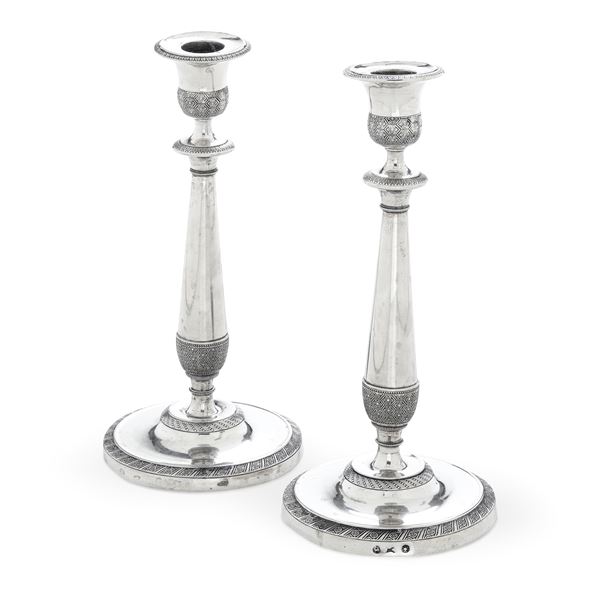 Two candle holders, Milan, 1800s