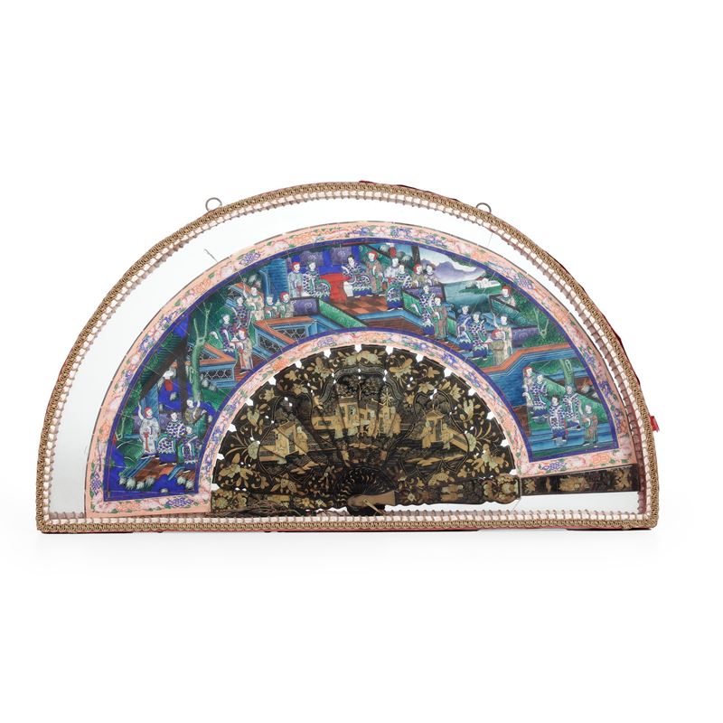 Coppia ventagli dipinti, Cina XX secolo  - Auction Antiquariato - Cambi Casa d'Aste