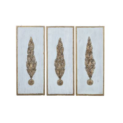 Tre Pannelli in Legno Intagliato e Dipinto. XIX Secolo