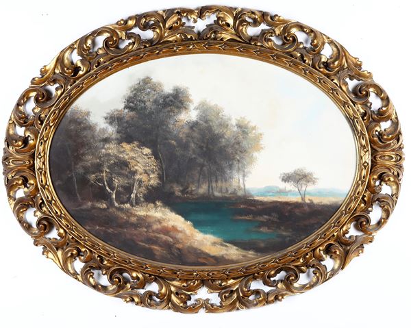 Scuola del XIX secolo Paesaggio fluviale