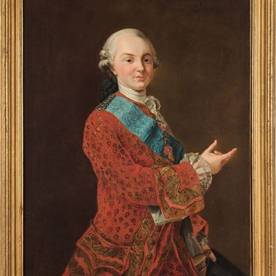 Scuola Francese del XVIII Secolo Ritratto di Gentiluomo in Giubba Rossa