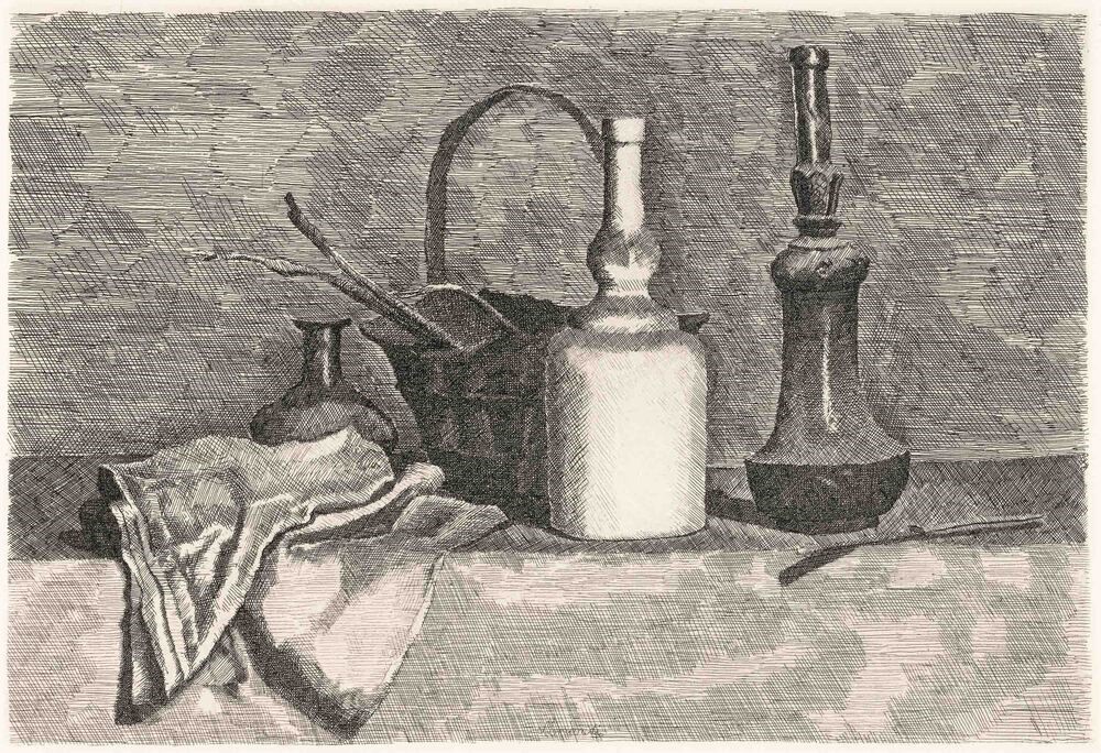 Giorgio Morandi - Natura Morta con Panneggio a Sinistra