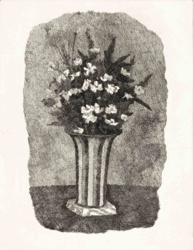 Giorgio Morandi - Gelsomini in un Vaso a Strisce