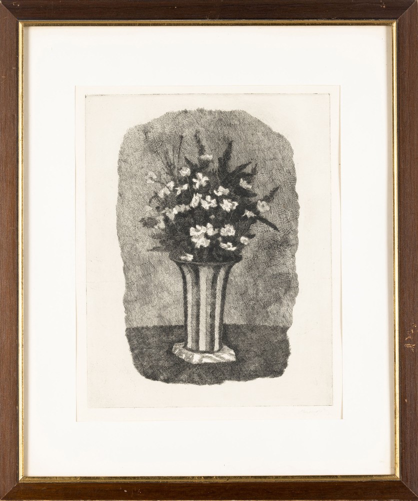 Giorgio Morandi - Gelsomini in un Vaso a Strisce