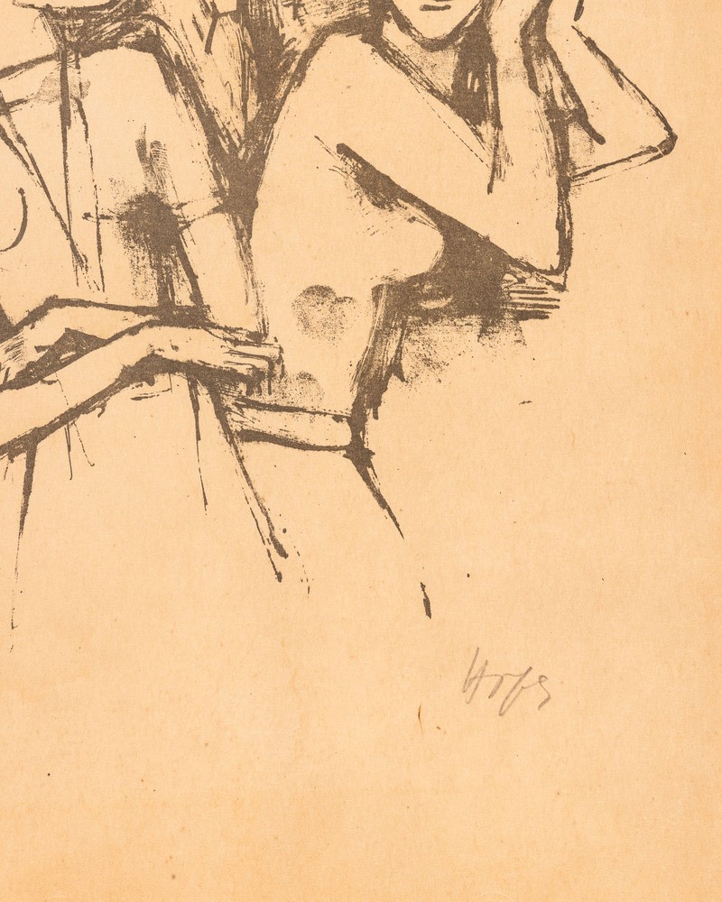 Karl Hofer - Due ragazze alla finestra (Zwei Mädchen am Fenster), litografia, 1923