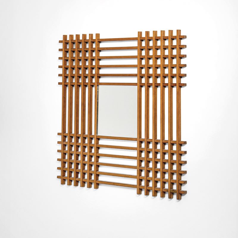 Ettore Sottsass : Specchiera in legno  - Asta Design 200 - Cambi Casa d'Aste