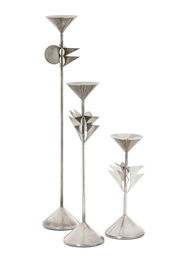 Three candle holders, Italy, 1989ca.