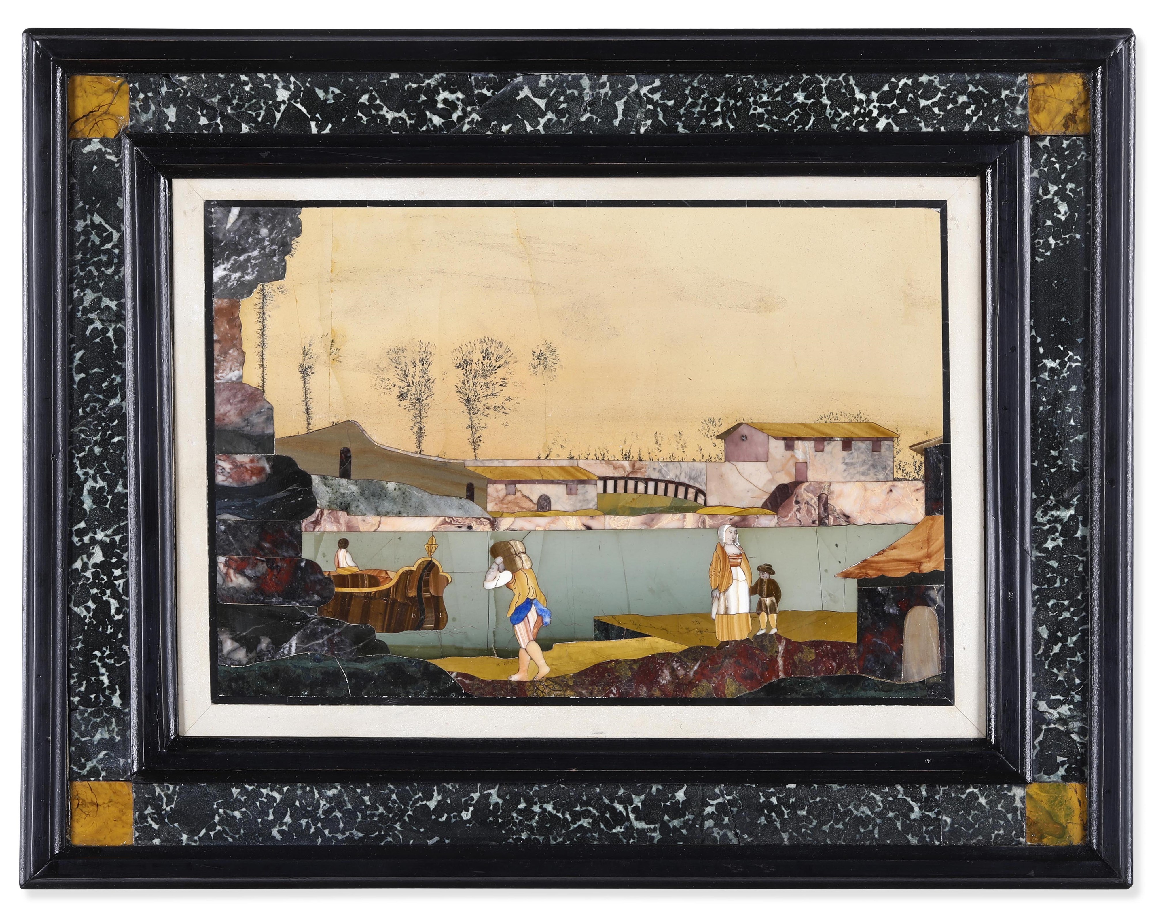 Quattro Paesaggi Fluviali in Marmi Coloratie Pietre Dure. Probabilmente Firenze, XVIII Secolo