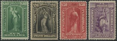 1895/97, Usa, Newspaper Stamps, Wmk 191, Set Of 12