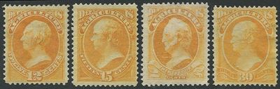 1873, Usa, Official Stamps, Agricolture, Set Of 9