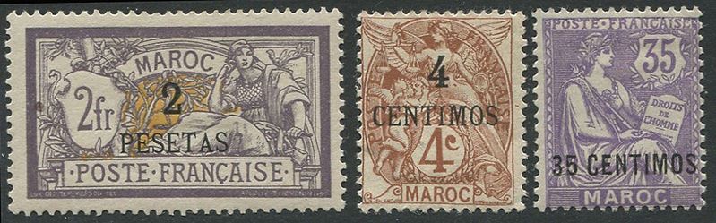 1902/1910, French Morocco, spanish currency, set of 12  - Asta Storia Postale e Filatelia - Cambi Casa d'Aste