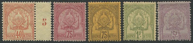 1888/1893, Tunisie, Protectorate, set of 13 (Yv. 9/21)  - Asta Storia Postale e Filatelia - Cambi Casa d'Aste