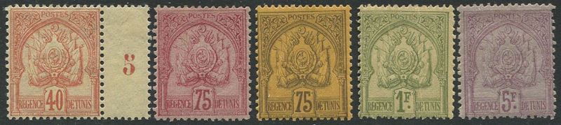 1888/1893, Tunisie, Protectorate, set of 13 (Yv. 9/21)  - Asta Storia Postale e Filatelia - Cambi Casa d'Aste
