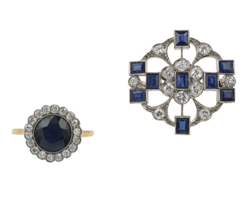 Sapphire and diamond ring and brooch  - Auction Jewels - Cambi Casa d'Aste