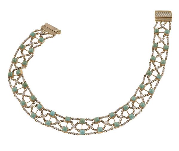 Girocollo con turchesi e piccole perle