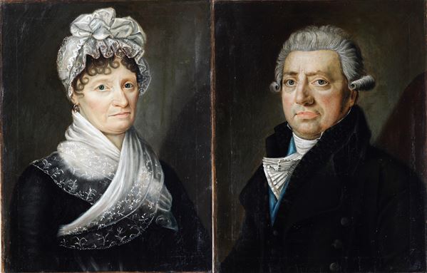 Pittore del XIX secolo Due ritratti di antenati