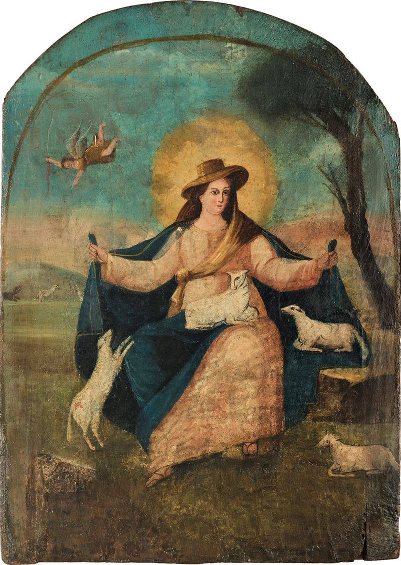 Scuola del XVIII-XIX secolo Sant'Agnese  - olio su tavola - Asta Pittura Antica - Cambi Casa d'Aste