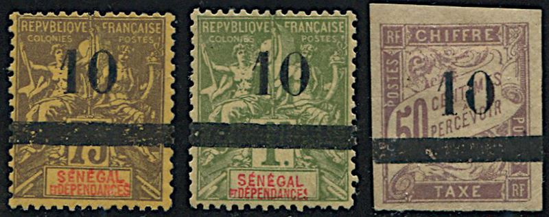 1903, Senegal, set of 4 ovpt. with new value  - Asta Filatelia - Cambi Casa d'Aste