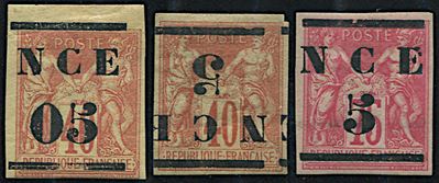 1881/84, New Caledonia, Ovpt. With New Value in Black