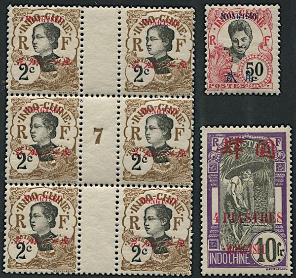 1908/1919, Mong-Tzeu, stamps of Indochina ovpt.