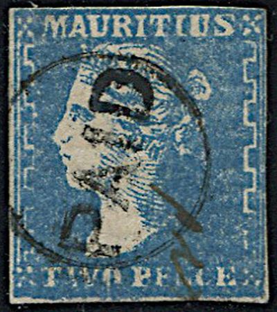 1859, Mauritius, 2 D. Blue