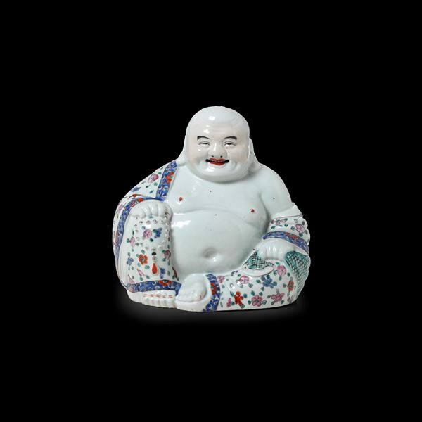 Figura di Budai in porcellana, Cina, Dinastia Qing, XIX secolo