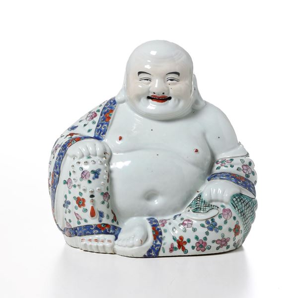 Figura di Budai in porcellana, Cina, Dinastia Qing, XIX secolo