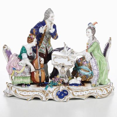 Gruppo in Porcellana con Musicisti.germania, Turingia, Manifattura di Rudolstadt, Inizio del XX S...