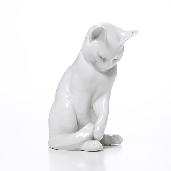 Figurina di gatto. Danimarca, Manifattura Royal Copenhagen, 1985-1991.