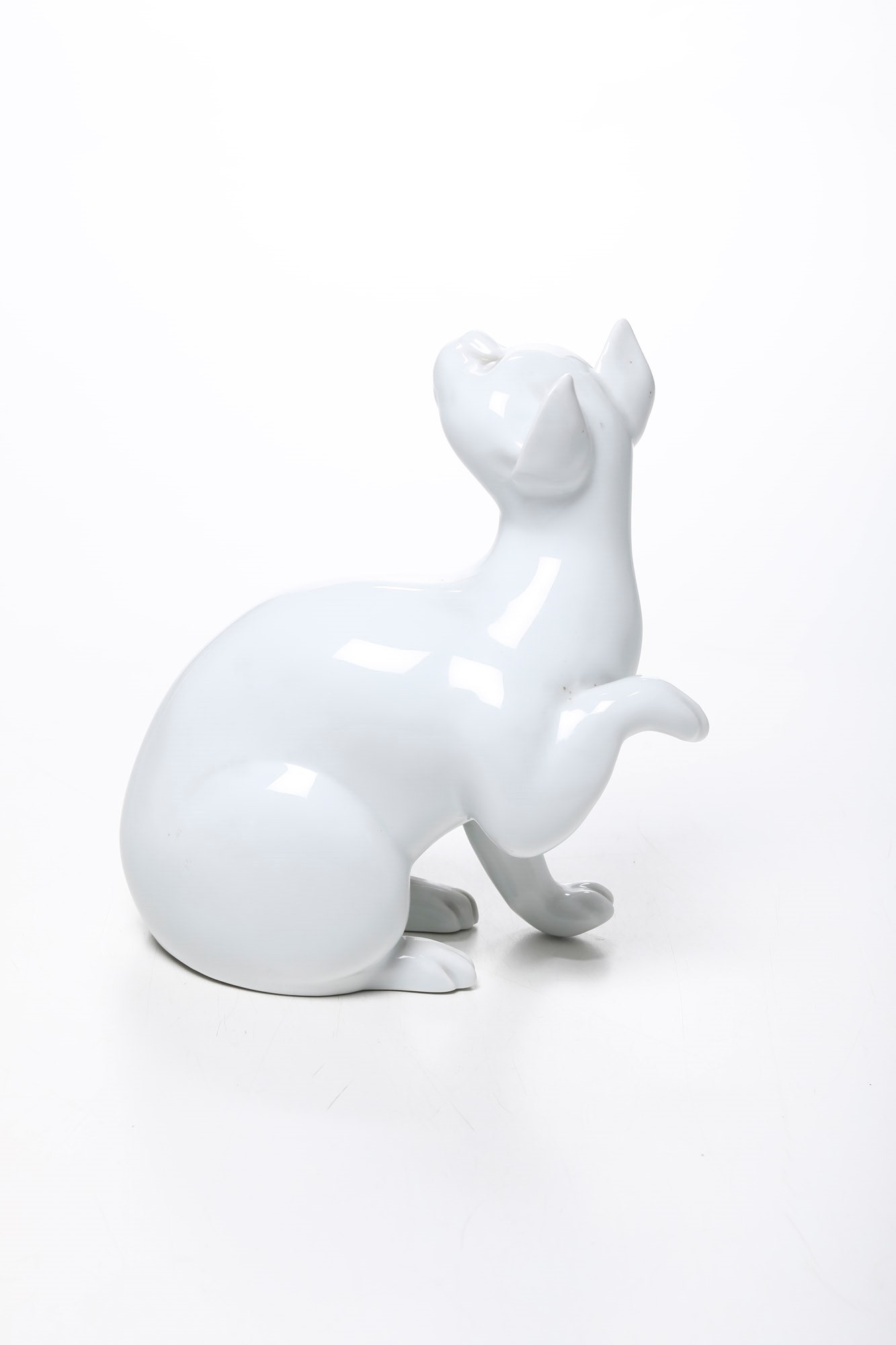Scultura di Gatto.francia, Limoges, Manifattura Coquet, Seconda Metà del XX Secolo.