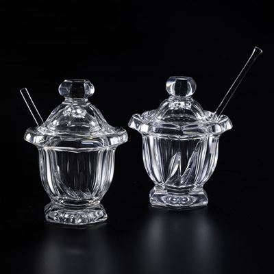 Coppia di Senapiere “harcourt Missouri”francia, Manifattura Baccarat, XX Secolo