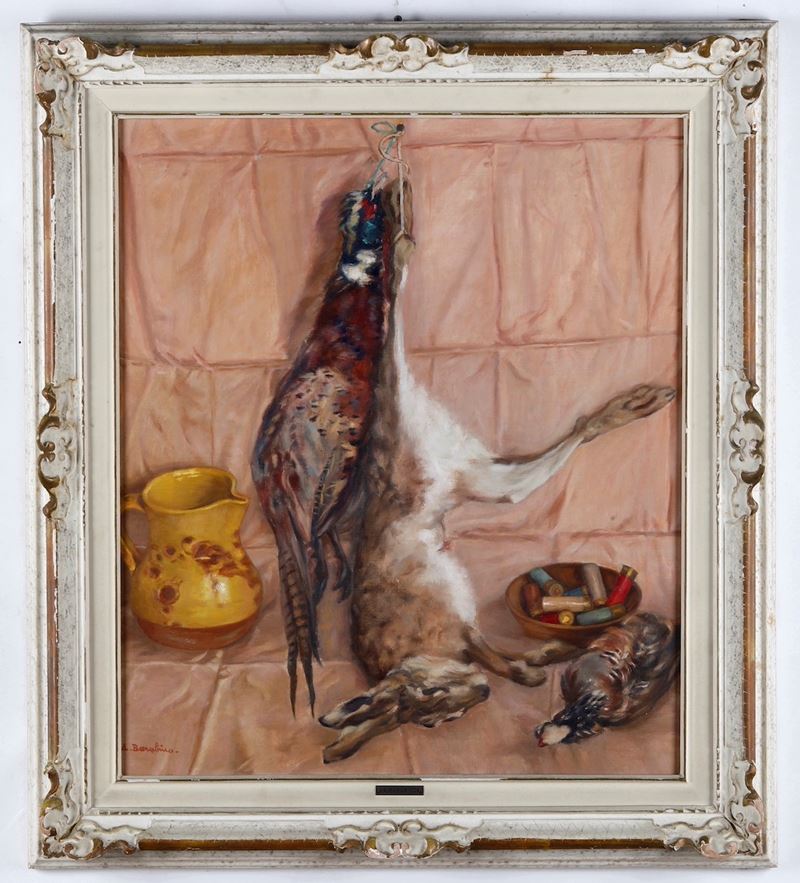Armando Barabino : Natura morta con cacciagione  - olio su tela - Auction Antique - Cambi Casa d'Aste