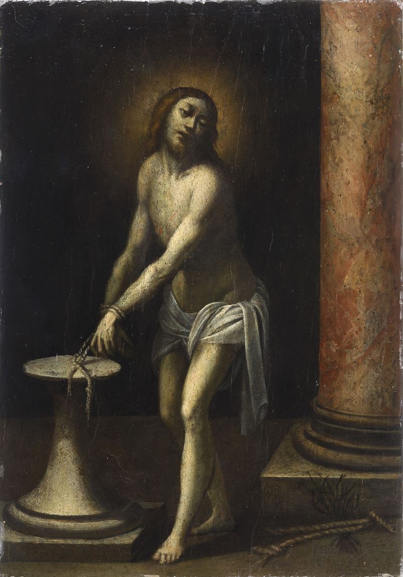 Luca Cambiaso : Cristo alla colonna  - olio su tela - Asta Pittura Antica - Cambi Casa d'Aste