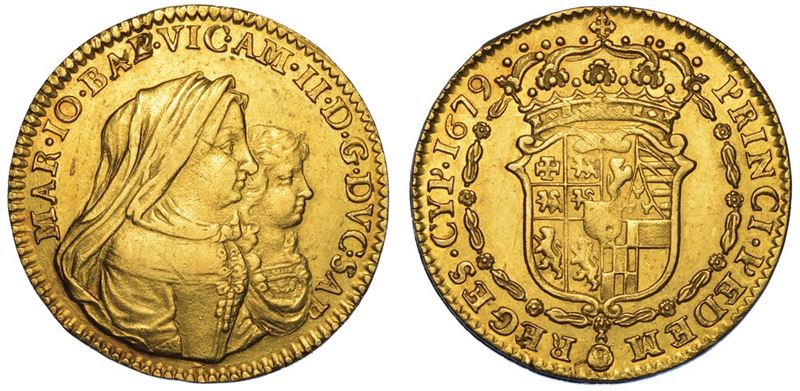 DUCATO DI SAVOIA. VITTORIO AMEDEO II DI SAVOIA. IL PRIMO RE SABAUDO, 1675-1680. REGGENZA DELLA MADRE MARIA GIOVANNA BATTISTA. Doppia 1679. Torino.  - Asta Numismatica - II - Cambi Casa d'Aste