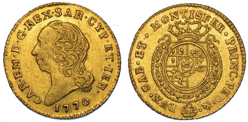 REGNO DI SARDEGNA. CARLO EMANUELE III DI SAVOIA, 1755-1773 (II PERIODO). Mezza Doppia Nuova 1770. Torino.  - Auction Numismatics - II - Cambi Casa d'Aste