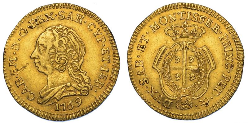 REGNO DI SARDEGNA. CARLO EMANUELE III DI SAVOIA, 1755-1773 (MONETAZIONE PER LA SARDEGNA). Doppietta Sarda 1769. Torino.  - Auction Numismatics - II - Cambi Casa d'Aste